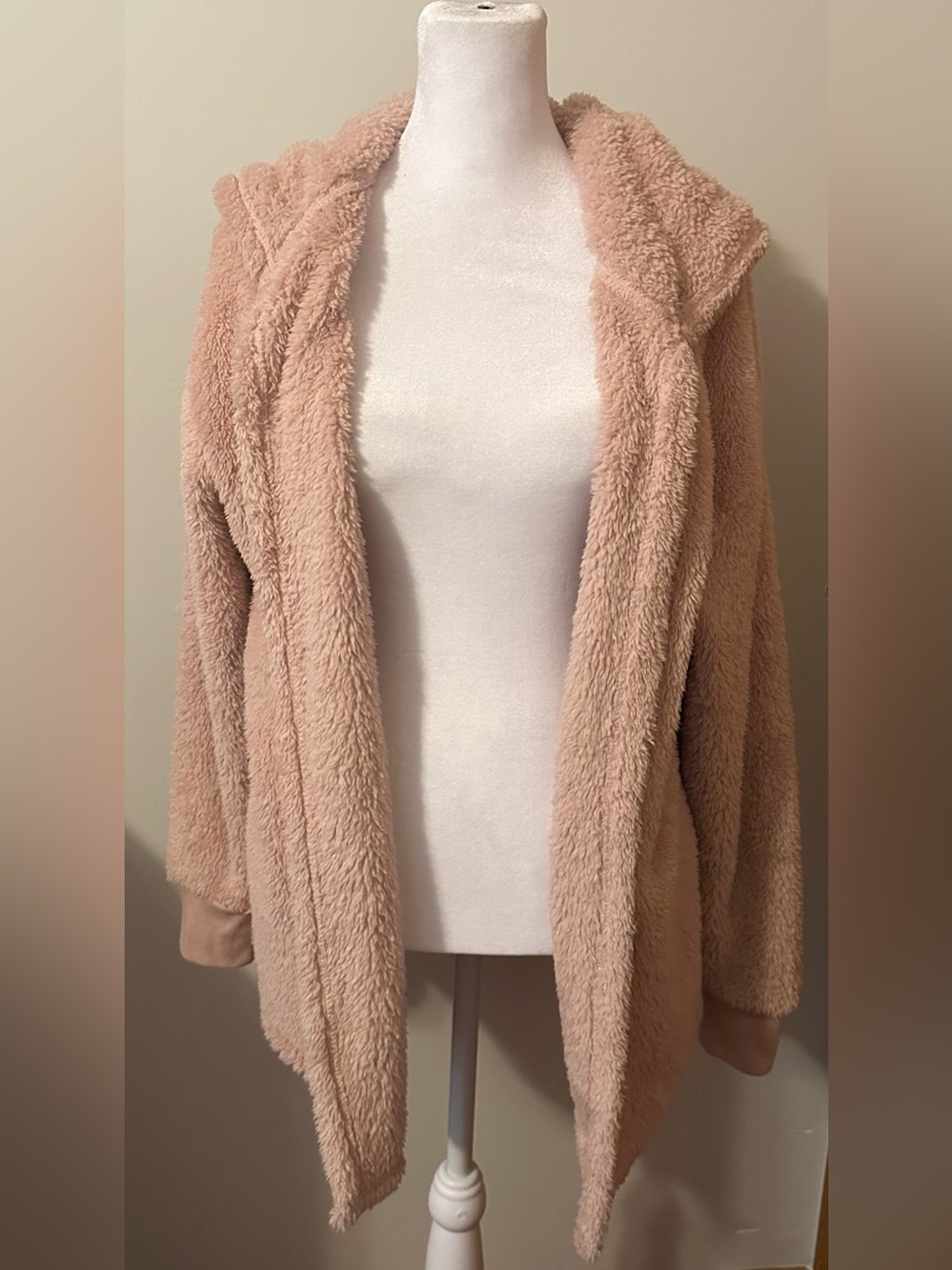 Super Soft Cozy Light Blush Pink Plush Essential Open-Front Cardigan Jacket